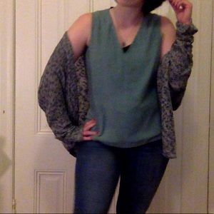 Ralph Lauren sage green suede top